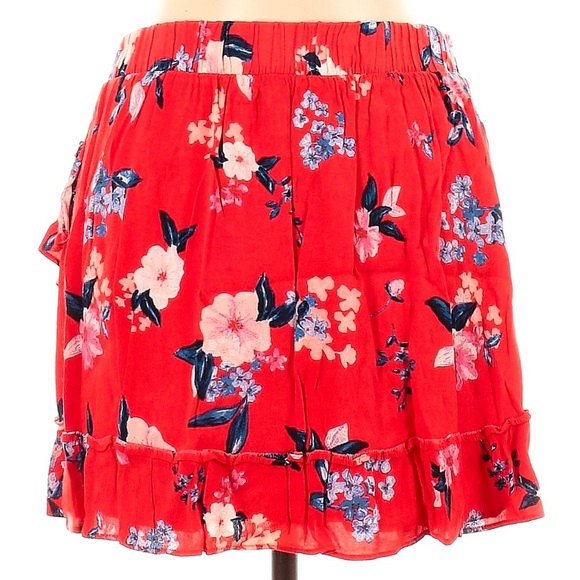 Cupcakes and Cashmere Elisa Skirt in Poppy Red Ruffle Floral Size Large L - Picture 4 of 7